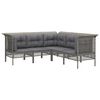 vidaXL Set Divani da Giardino 5 pz con Cuscini in Polyrattan Grigio