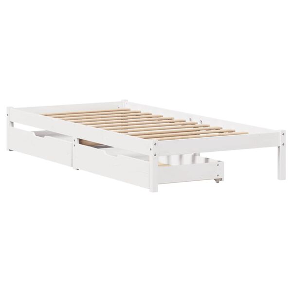 vidaXL Letto senza Materasso Bianco 75x190 in Legno Massello di Pino
