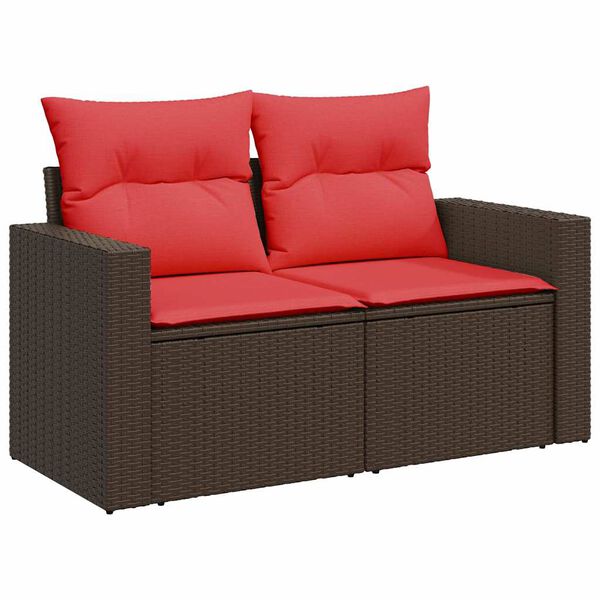 vidaXL Set Divano da Giardino 6 pz con Cuscini Marrone Polyrattan Acacia