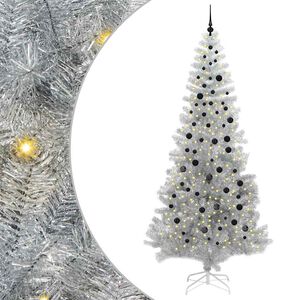 vidaXL Albero di Natale con 300 LED con supporto Argento 240 cm PET