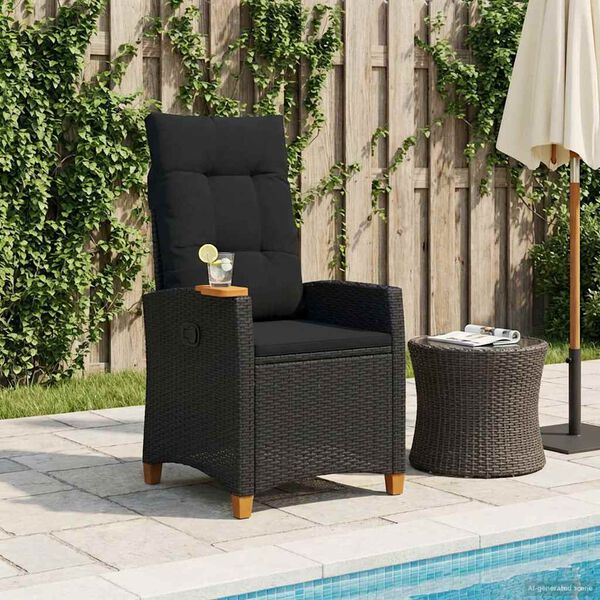 vidaXL Poltrona reclinabile con tavolino Nero 62 x 64 x 112 cm