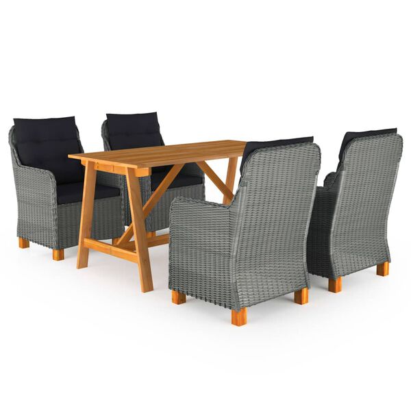 vidaXL Set Mobili da Pranzo per Giardino 5 pz Grigio Chiaro