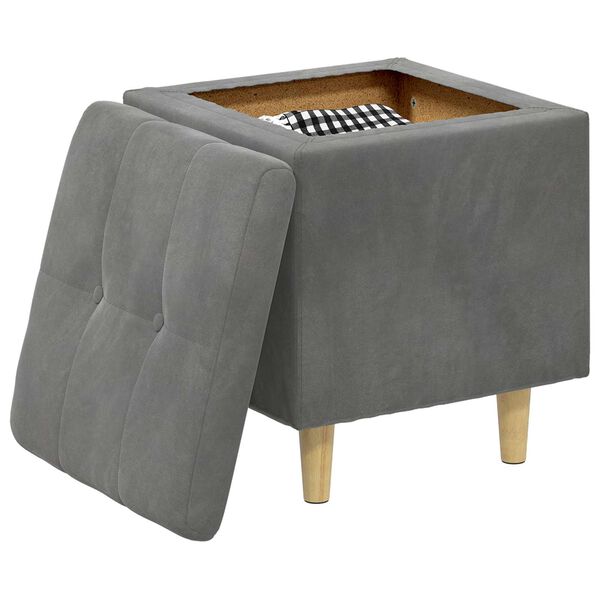 vidaXL Pouf contenitore Grigio scuro 40 x 40 x 45 cm Velluto