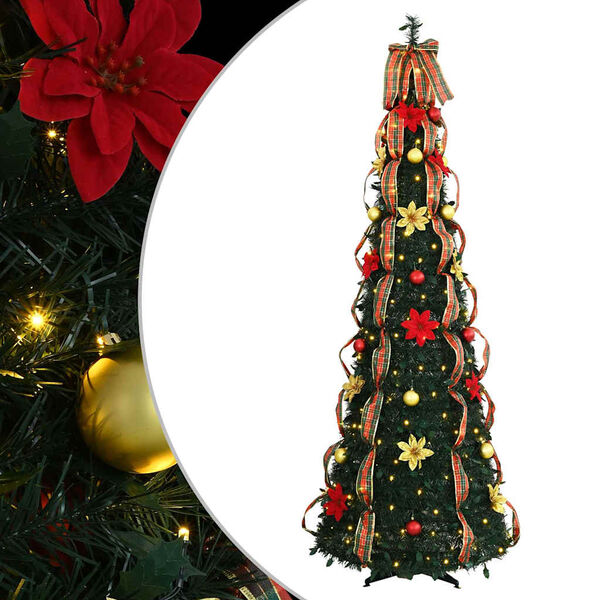 vidaXL Albero di Natale artificiale con 150 LED Verde 180 cm PVC