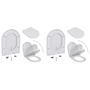 vidaXL Copriwater a Chiusura Rallentata 2 pz Plastica Bianco
