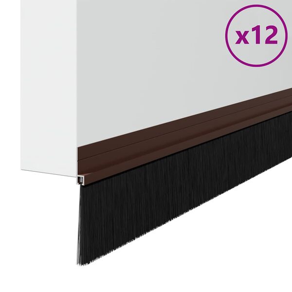 vidaXL Spazzole per porte autoadesive 12 pcs Marrone 100 cm
