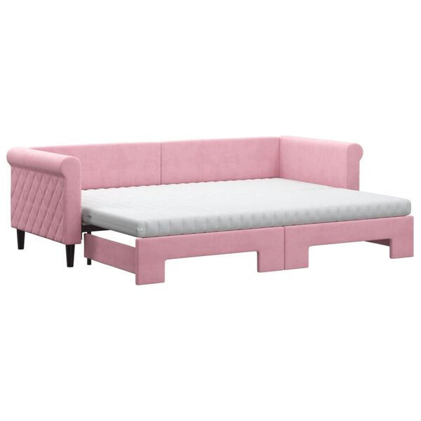 vidaXL Divano Letto Estraibile con Materassi Rosa 80x200 cm Velluto