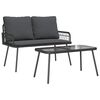 vidaXL Set da Pranzo per Giardino con cuscino 2 pcs Nero polyrattan