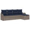 vidaXL Set Divano da Giardino 5 pz 4-Numero di posti Grigio e Blu Navy