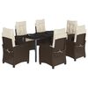 vidaXL Set da Pranzo da Giardino 7pz con Cuscini in Polyrattan Marrone