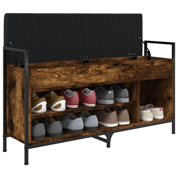 vidaXL Panca Porta Scarpe Rovere Fumo 105,5x32x57,5 cm