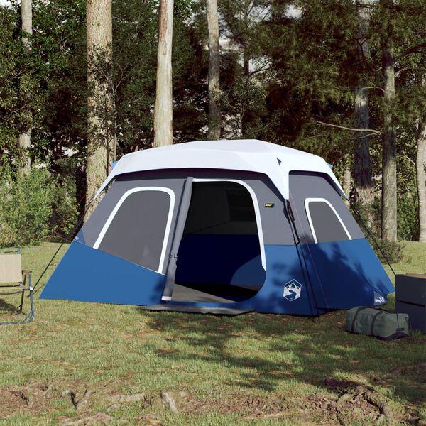 vidaXL Tenda Famiglia con LED 6 Persone Blu Chiaro a Rilascio Rapido