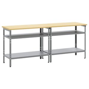 vidaXL Set banco da lavoro 2 pz Beige e grigio