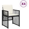vidaXL Sedie da Giardino con Cuscini 4 pz Nere in Polyrattan