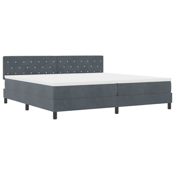 vidaXL Letto a molle con materasso Grigio scuro 200 x 200 cm Velluto