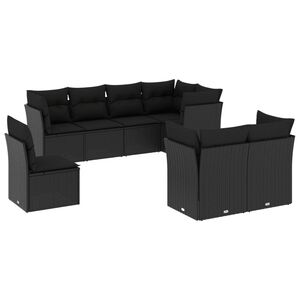 vidaXL Set Divani da Giardino con Cuscini 8 pz Nero in Polyrattan