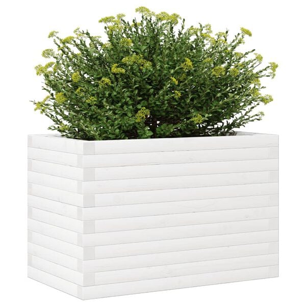 vidaXL Fioriera da Giardino Bianca 70x40x46 cm Legno Massello di Pino