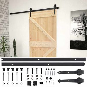 vidaXL Porta Scorrevole con Set Hardware 80x210 cm in Legno di Pino