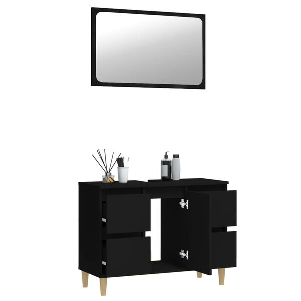 vidaXL Set Mobili da Bagno 2 pz Nero in Legno Multistrato