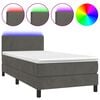 vidaXL Letto a Molle con Materasso e LED Grigio Scuro 100x200 cm