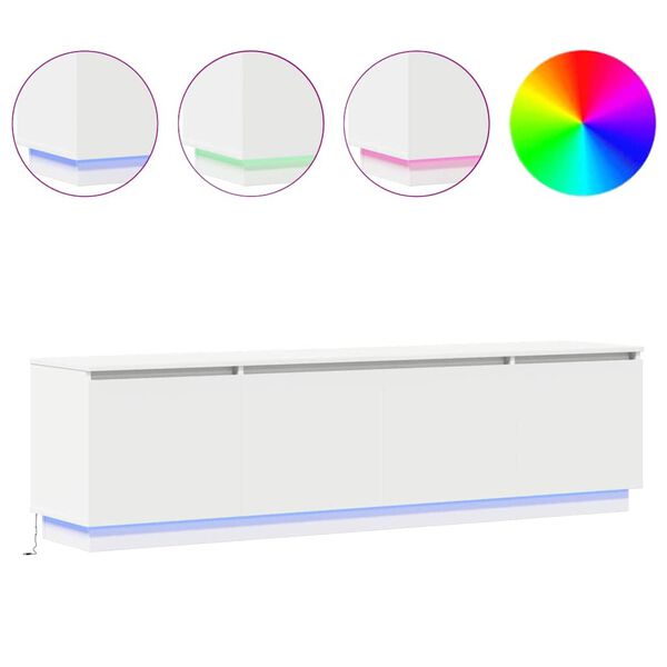 vidaXL Mobile TV con led Bianco 180 x 38 x 49 cm Legno multistrato