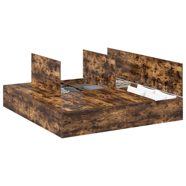 vidaXL Struttura letto con contenitore Rovere fum&eacute; 180 x 200 cm