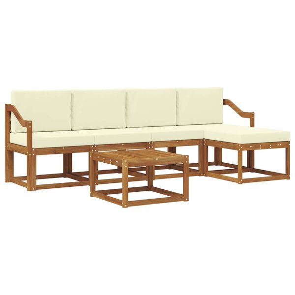 vidaXL Set di divani da esterno con cuscino 6 pcs Naturale e Crema