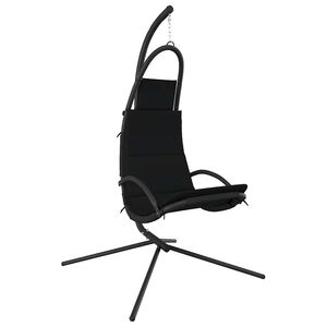 vidaXL Sedia Dondolo Giardino con Cuscino Nero Tessuto Oxford Acciaio