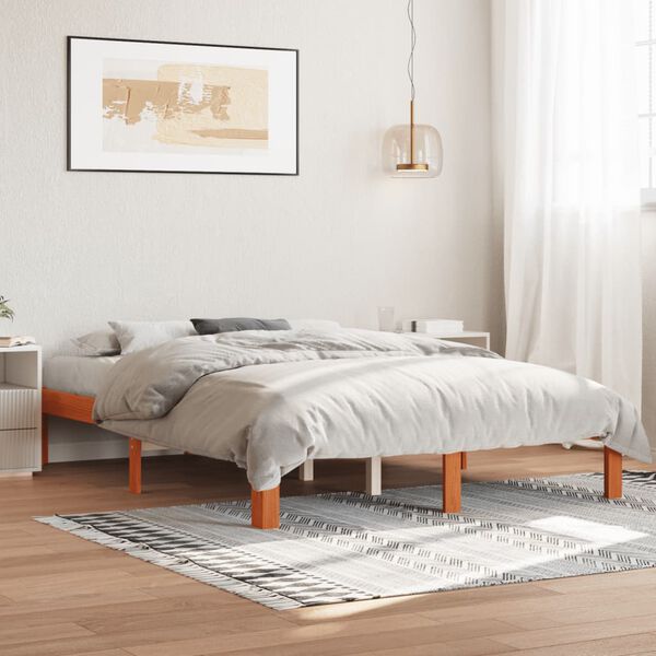 vidaXL Letto senza Materasso Marrone Cera 135x190 cm in Legno di Pino