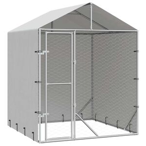 vidaXL Cuccia Cani da Esterno Tetto Argento 2x2x2,5 m Acciaio Zincato