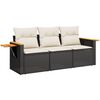 vidaXL Set Divani da Giardino 3 pz con Cuscini in Polyrattan Nero