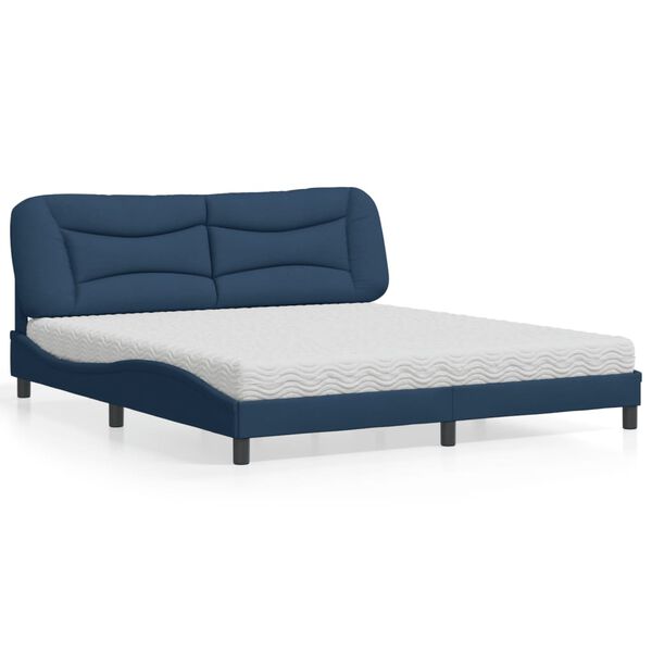 vidaXL Letto con Materasso Hvar Blu 180x200 cm in Tessuto