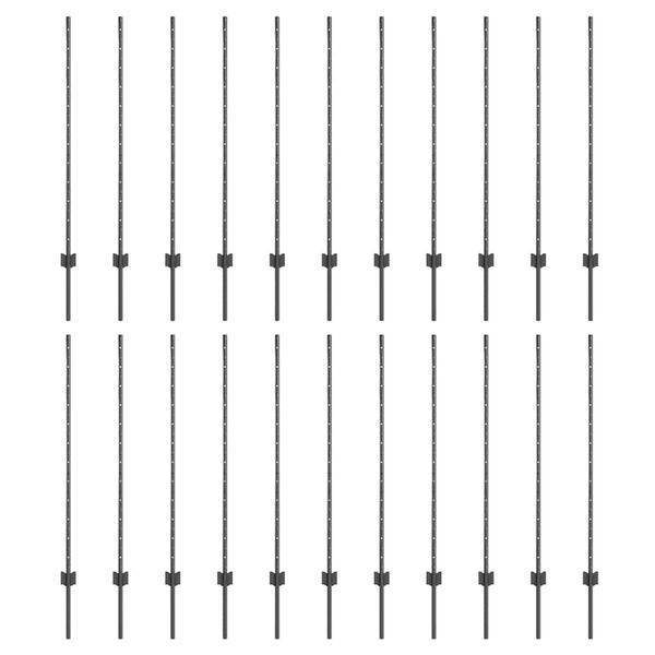 vidaXL Palo della recinzione 44 pcs Grigio 160 cm Acciaio