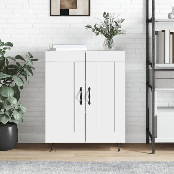 vidaXL Credenza 69,5x34x90 cm in Legno Multistrato Bianco Lucido