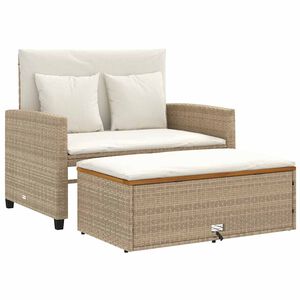 vidaXL Divano Giardino con Cuscini 2 Posti Beige Polyrattan e Acacia