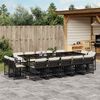vidaXL Set da Pranzo da Giardino 15 pz con Cuscini Nero in Polyrattan