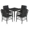 vidaXL Set da Pranzo da Giardino 5 pz Nero con Cuscini in Polyrattan