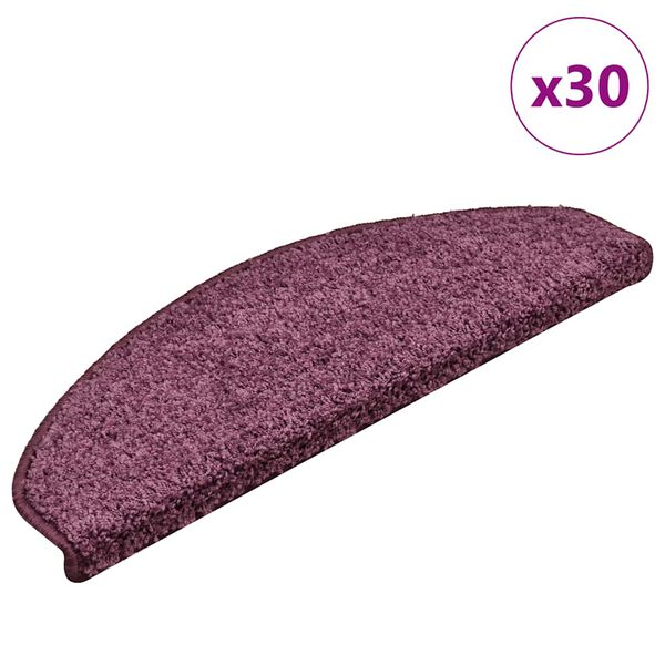 vidaXL Tappetini per scale 30 pz 65x21x4 cm Viola scuro Semicircolari Grandi