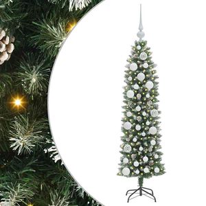 vidaXL Albero di Natale Artificiale Sottile Verde e Bianco 120 cm
