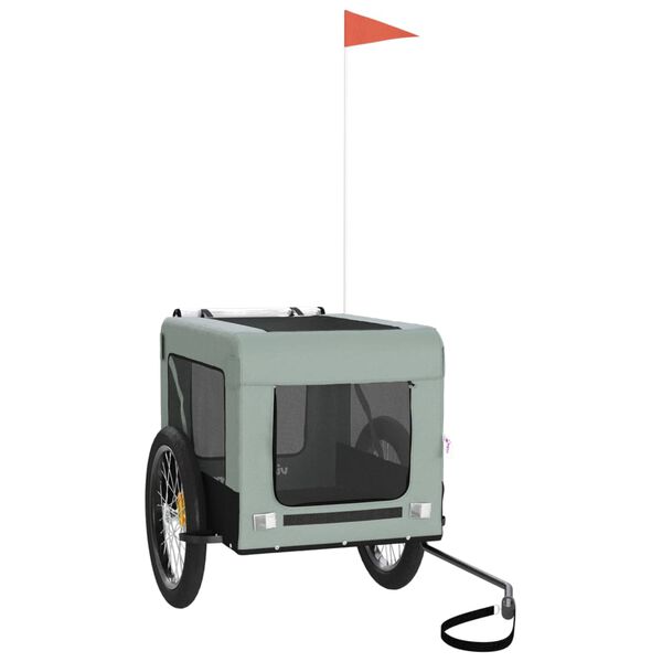 vidaXL Rimorchio da Bici per Animali Grigio e Nero Oxford e Ferro