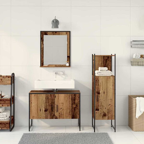 vidaXL Set di mobili per il bagno 3 pcs Marrone Legno multistrato