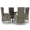 vidaXL Set da Pranzo Giardino 5pz Nero e Grigio con Cuscini Polyrattan