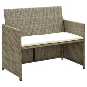 vidaXL Divano da Giardino a 2 Posti con Cuscini Beige in Polyrattan
