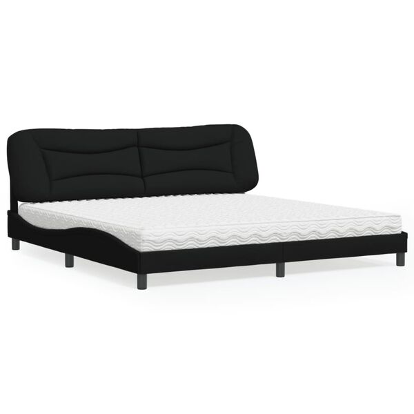 vidaXL Letto con Materasso Hvar Nero 200x200 cm in Tessuto