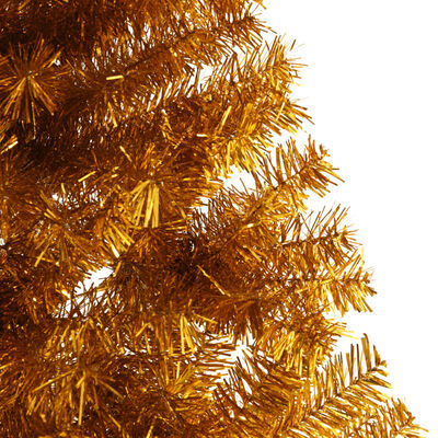 vidaXL Albero di Natale Artificiale a Metà con Supporto Oro 210 cm PET