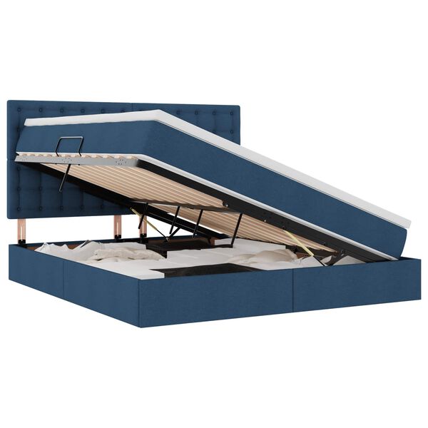 vidaXL Letto con contenitore e LED Blu 160 x 200 cm Poliestere