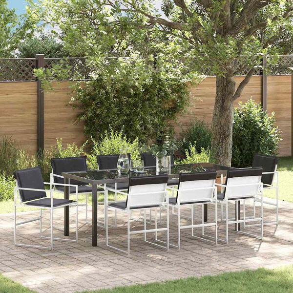 vidaXL Set da Pranzo per Giardino 9 pcs Bianco