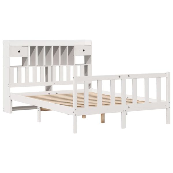 vidaXL Letto Libreria senza Materasso Bianco 140x200 cm Legno di Pino