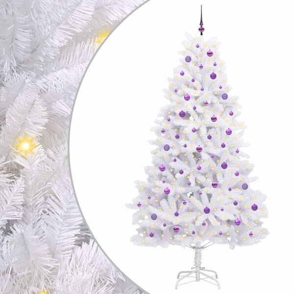 vidaXL Albero di Natale Artificiale con Rami Pieghevoli Bianco 240 cm