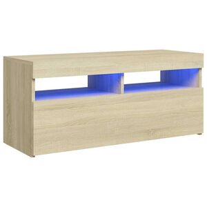 vidaXL Mobile Porta TV con Luci LED Rovere Sonoma 90x35x40 cm